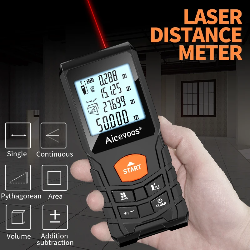 Aicevoos Digital Laser Rangefinder 50M 70M 100M 120M Laser Distance Meter Trena Laser Tape Measure Roulette Range Finder