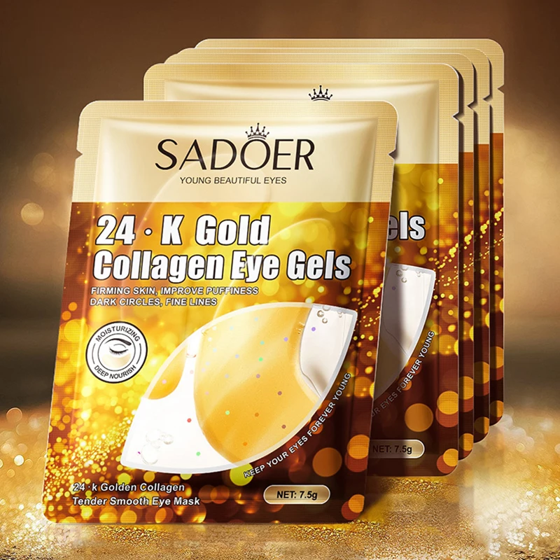 5/10/20/30 Pairs SADOER 24K Gold Crystal Collagen Eye Mask Anti Dark Circles Moisturizing Eye Patches Gels Beauty Eyes Skin Care