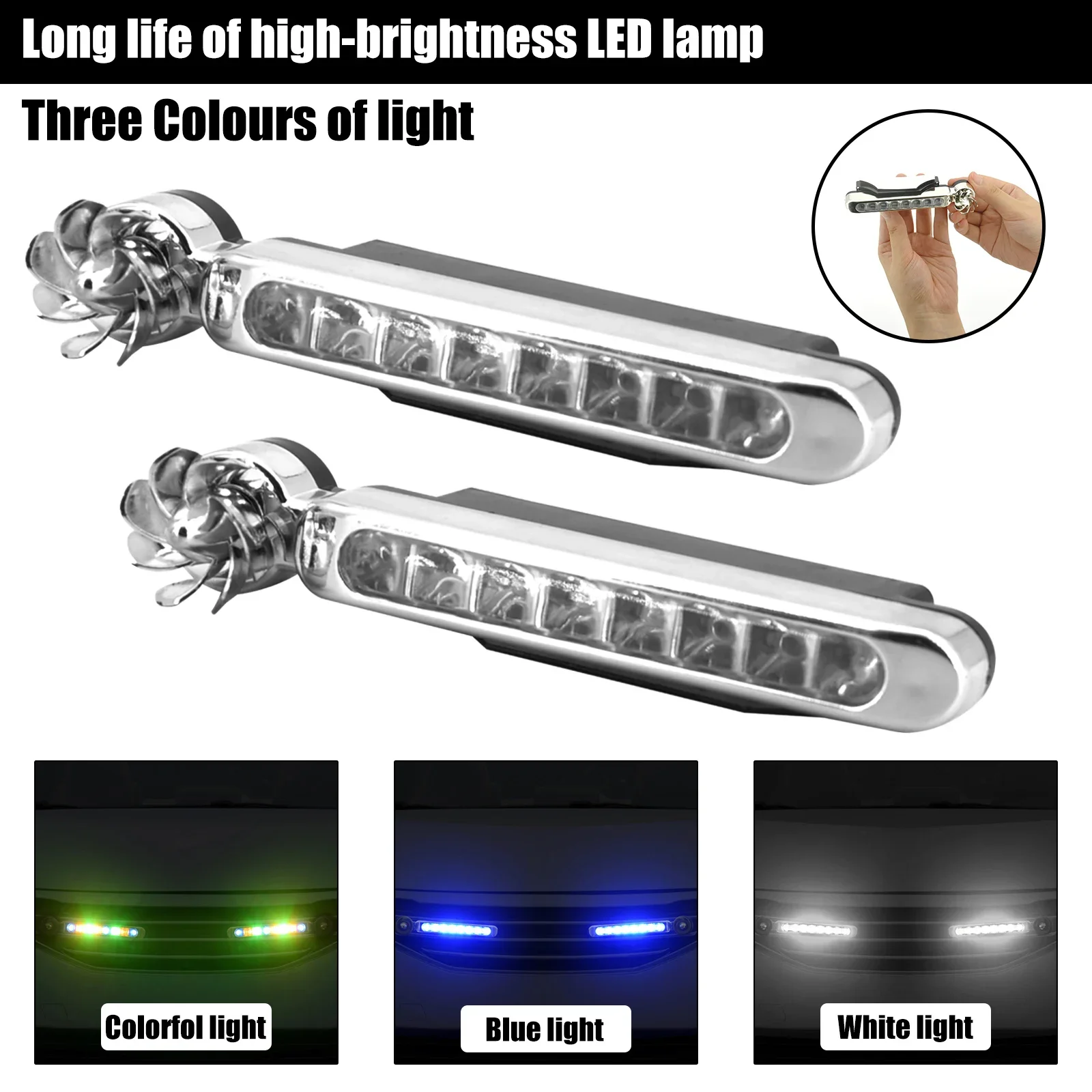 2/1pcs Wind Powered Car LED DayTime Running Light Auxiliary Lighting Rotation Fan Lamp Automobile Day Time Headlight led lights
