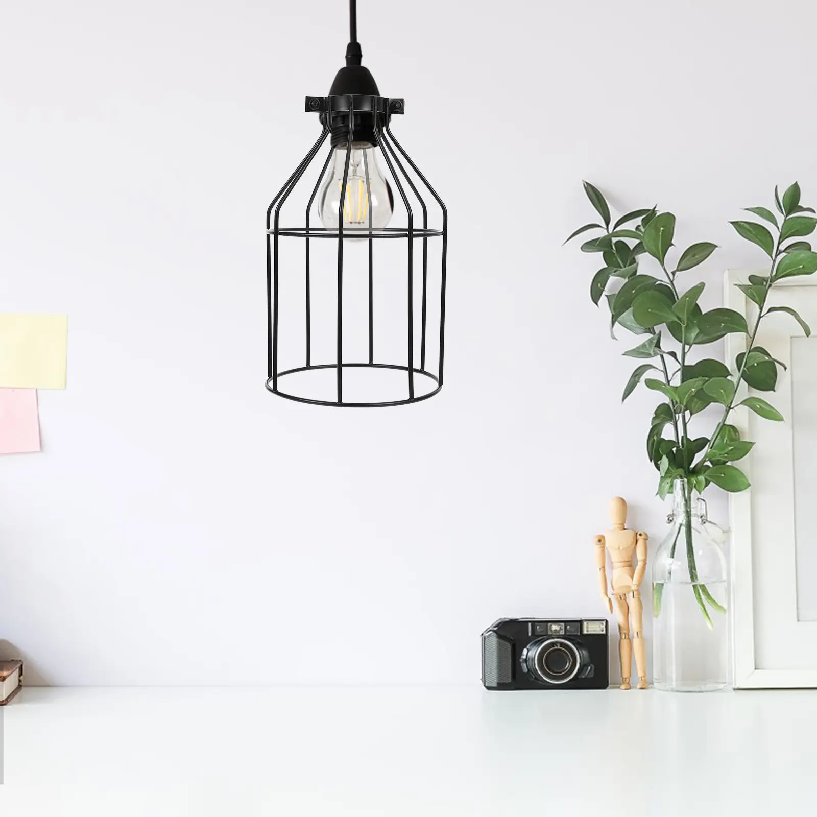 Black Iron Lamp Shade Simple Elegant Birdcage Design Decorative Lamp Cover for Hotel Home Restaurant Pendant Light