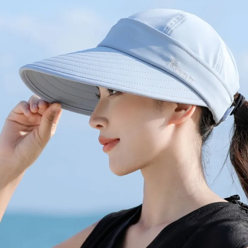 Women Summer Wide Brim Sun Hat UV Protection Face Neck Cover Detachable Open Top Cap For Cycling Hiking Gardening Tea Picking