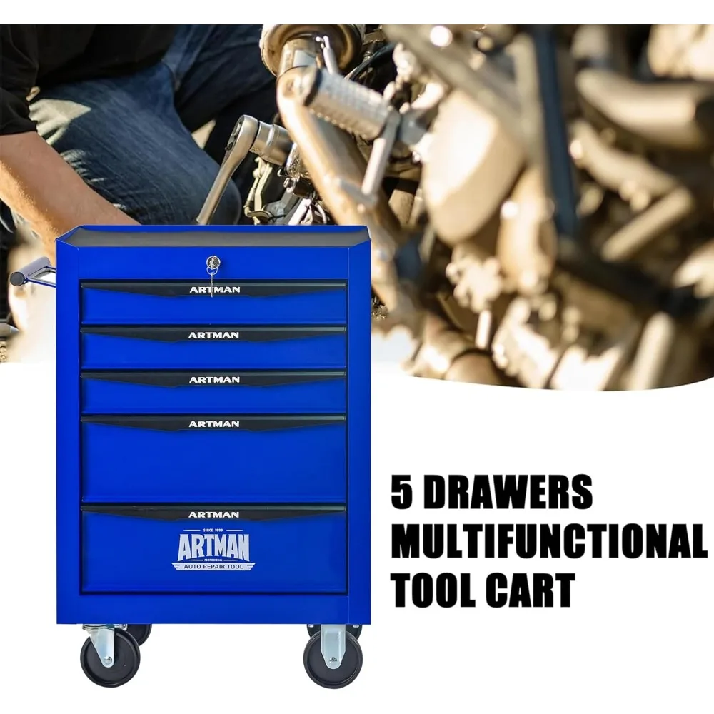 다기능 롤링 공구함 5개의 서랍으로 창고 내 보관 및 정리에 적합