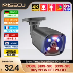 MISECU-Caméra de surveillance extérieure IP PoE HD 8MP/4K, dispositif de sécurité sans fil, avec vision nocturne et système d'alarme intelligent