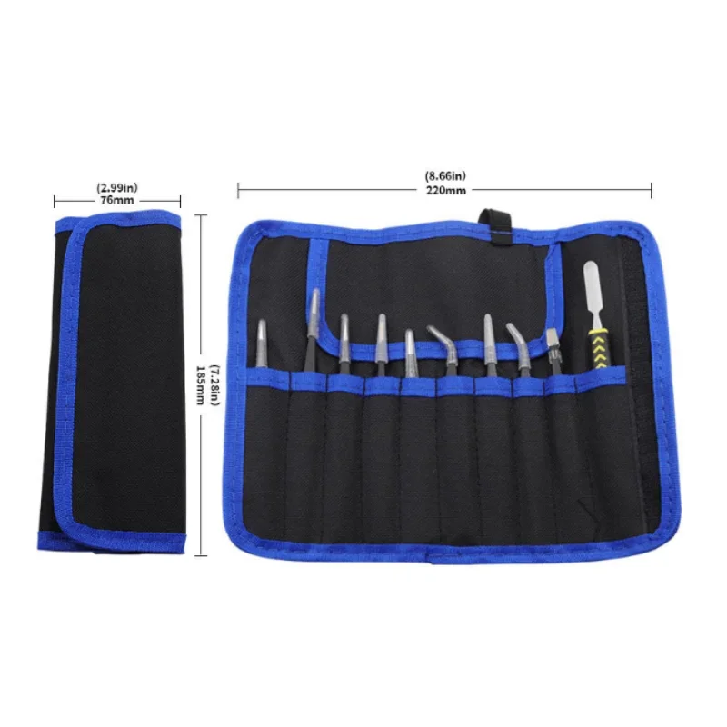 10pcs Stainless Steel Precision Antistatic Tweezers Set Repair Tools Professional Electronic Tweezers