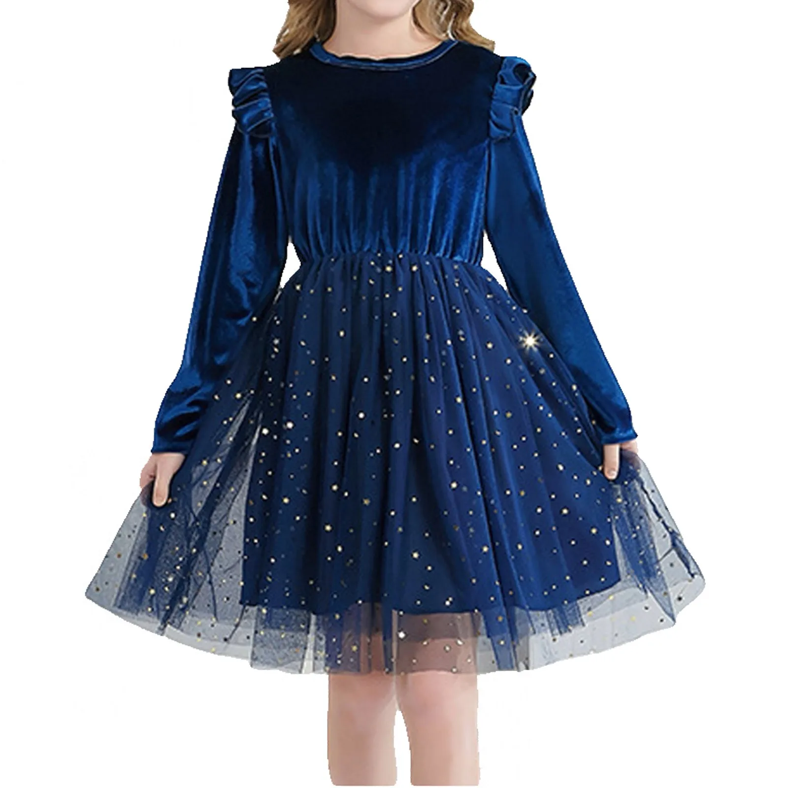

Children's Fashion Autumn Winter Mesh Dress Princess Style Long Sleeve Dress Winter Outfit Tulle Skirt Birthday Party Costume