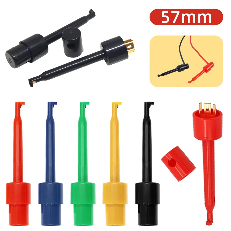 10Pcs MIX COLOR Large 57mm Electrical Testing Probe SMD IC Grabber Test Hook Clips for Multimeter
