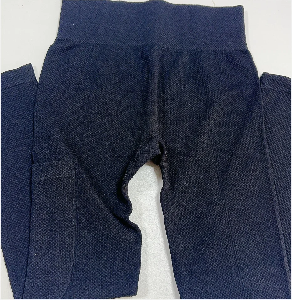 Pockets Gym Seamless Leggings Women High Waist Push Up Fitness Yoga Pants Outdoors Comfortable Knitted Sport Leggings