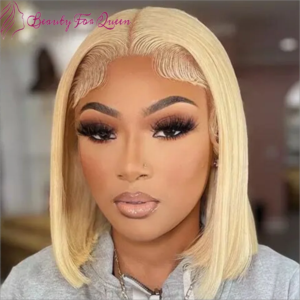 

613 Honey Blonde Colored Human Hair Wigs Straight Short Bob Wig 150% Density For Women Glueless Wig Human Hair Pre Plucked