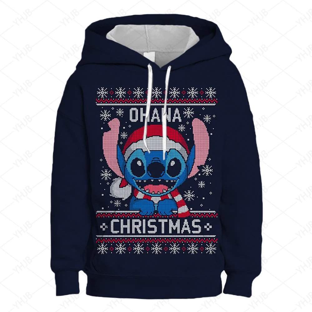 Disney-Costume de dessin animé brodé pour enfants, sweat à capuche Sportif, sweat à capuche Manga, bébé décontracté, petit garçon et fille, CAN o and Stitch, Noël