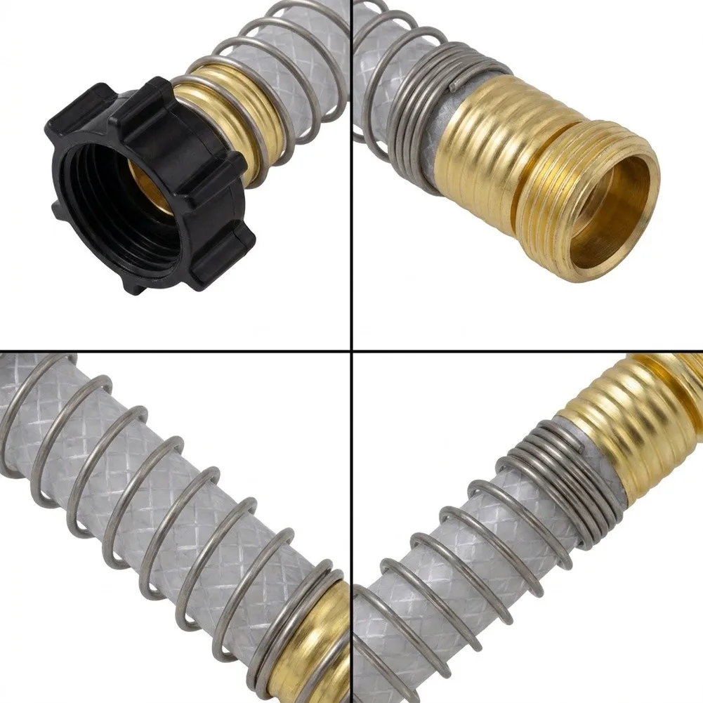5 inch Silver Water Pipe Protector Copper Zinc Alloy Garden Hose Anti-Kink Connector with Rubber Handle 2 Pack