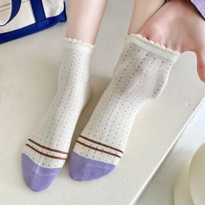 Women'S Socks For Summer Mesh Short Socks Cartoon Bear Socks For Women Breathable Skin-Friendly Low Barrel Socks Soft Cute