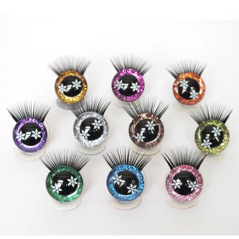 Christmas snowflake style 20sets 12/14/16/18/20/25/30mm Safety eyes with eyelashes-flashing eyes Plastic safety eyes