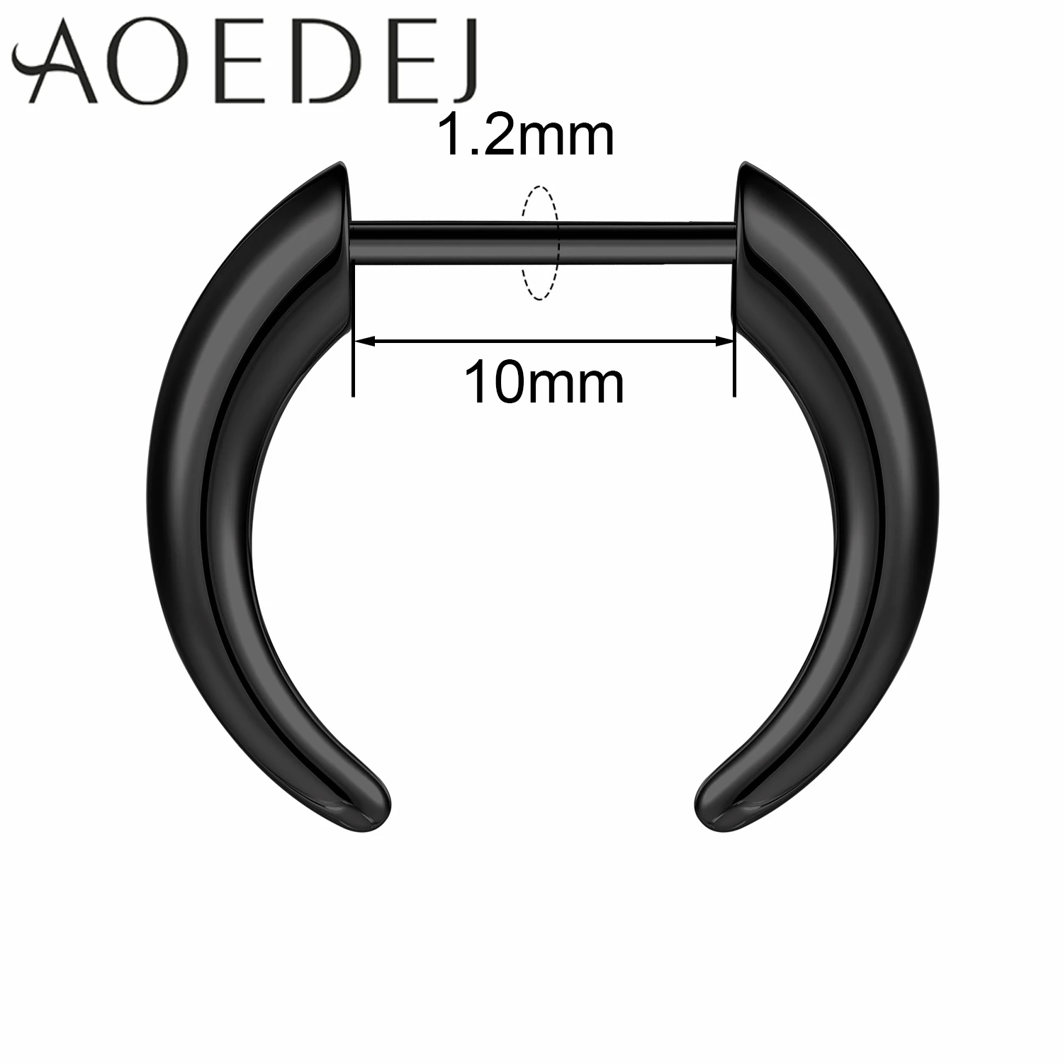 AOEDEJ 1 PC 16G Plug-In-Stil Edelstahl Nasenringe Damen Herren Septum Ring Spike Ox Horn Große Messgeräte Körperpiercings 8/10 MM