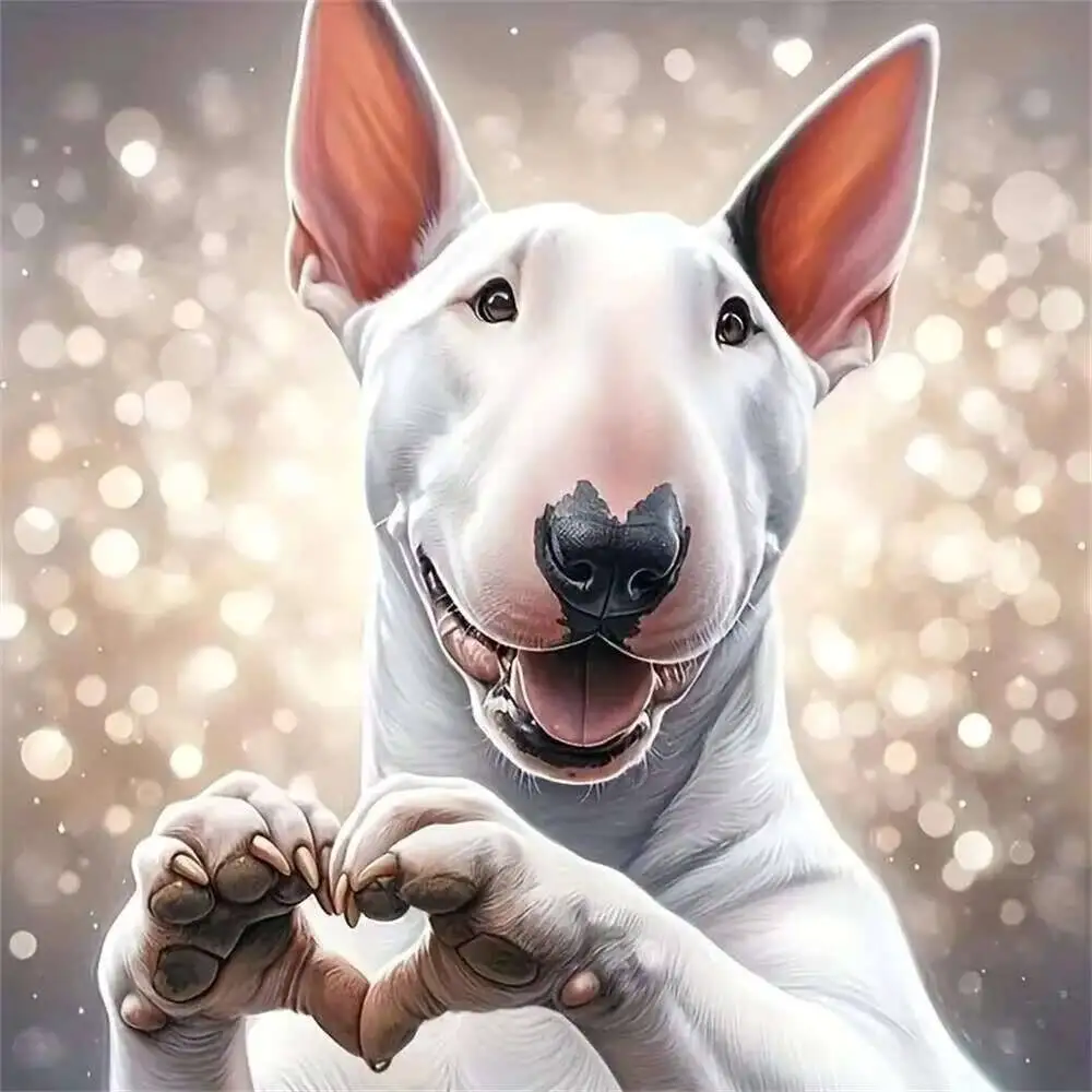 Huacan 5D DIY Diamond Embroidery Bull Terrier Handmade Diamo