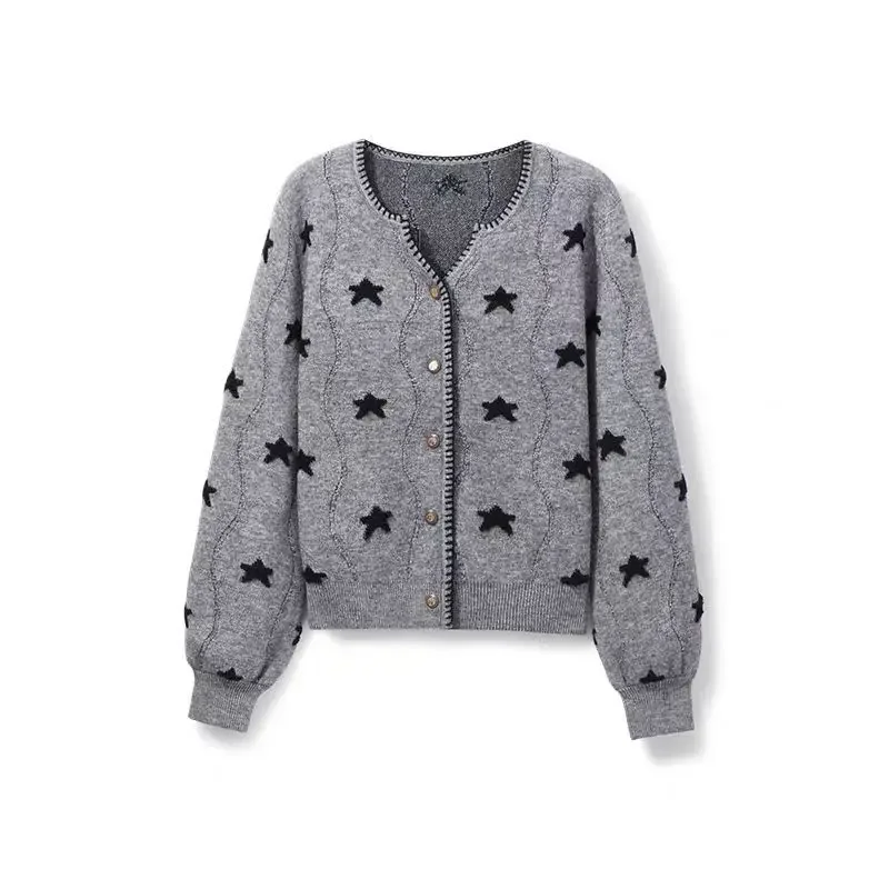 Pull à manches longues et col rond pour filles, cardigan slim, bouton A Nucleoof, mignon, doux, violet, mode, hiver, nouveau