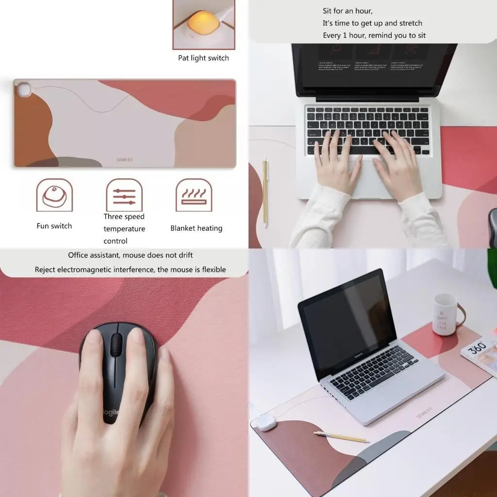 

Теплый коврик для мыши, коврик для мыши с электрическим подогревом и 3 уровнями нагрева, удлиненный игровой коврик для мыши,