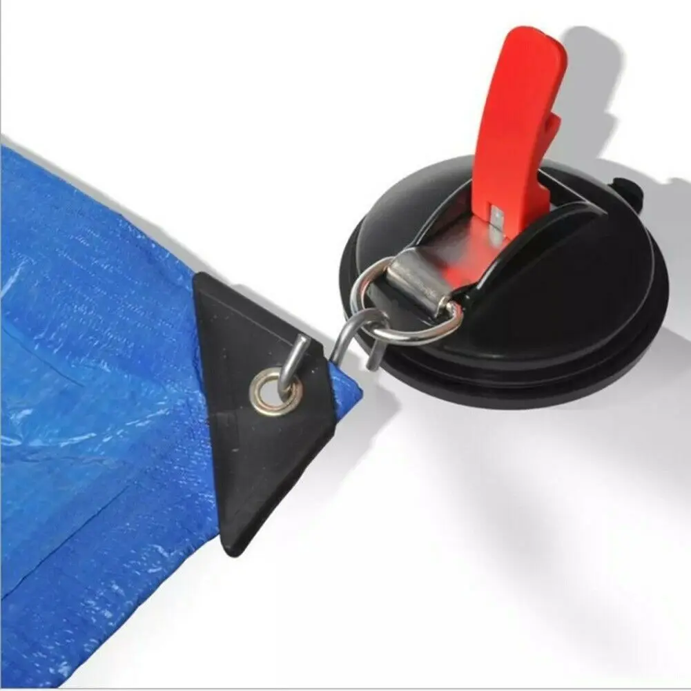 1/2Pieces Heavy Duty Suction Cup Anchor With Securing Hook Tie Down Camping Tarp Auto Outdoor Tools