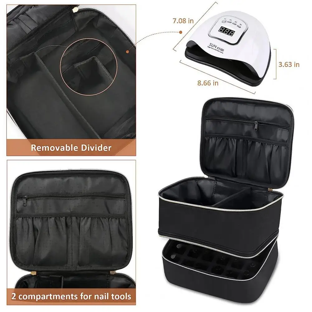 Elegante organizador de esmalte de uñas, bolsa de almacenamiento de esmalte de uñas, capacidad, bolsa organizadora de transporte de esmalte de uñas con secador para manicura