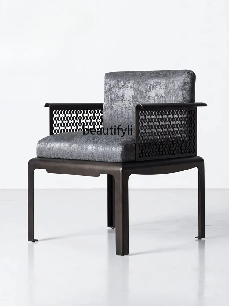 New Chinese Style Table-Chair Set Couch Villa Club Conference Chair Designer High-End Custom Metal Armchair furniture