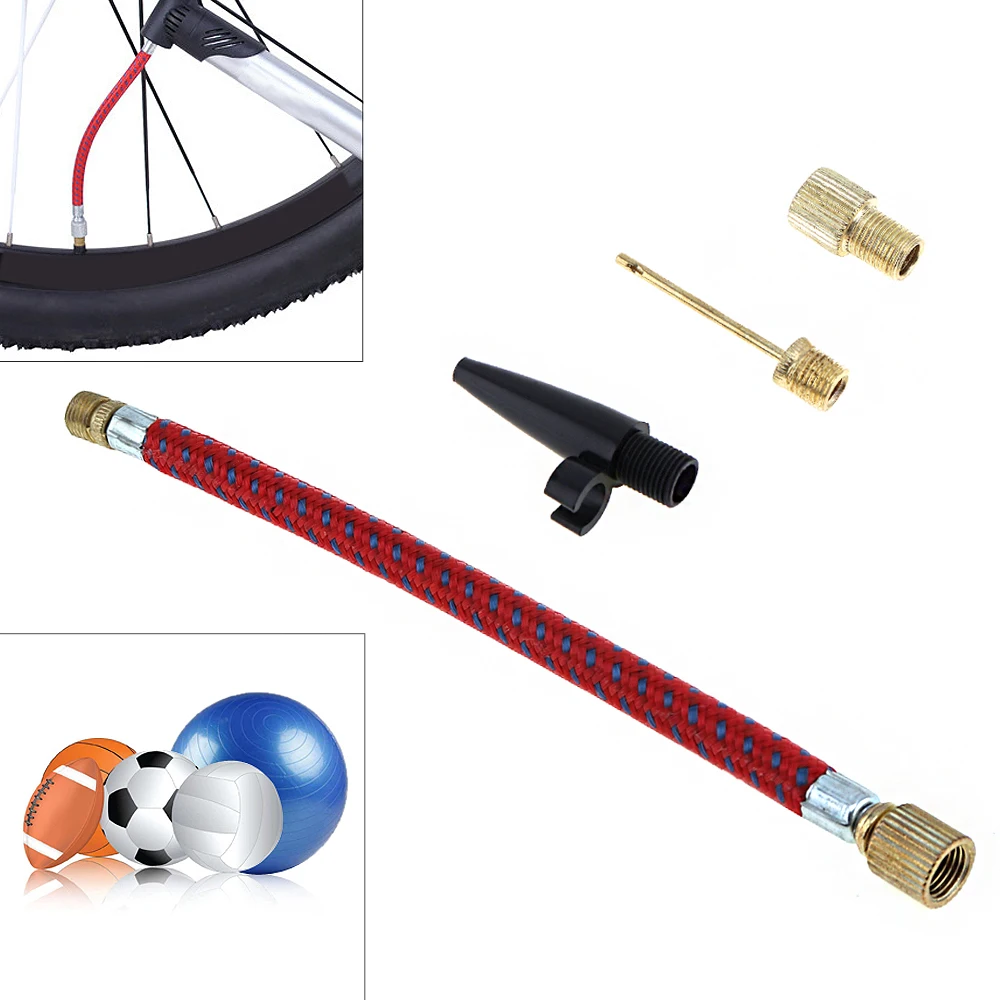 4pcs/set Portable MTB / Road Bicycle Inflator Extension Tube with Pump Adaptor Kit Valve for Bicycle / Football / Airbed