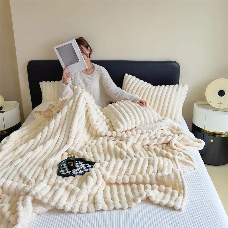 Double Sided Soft Shawl Blanket - Thick Warm Cover Blanket, Air Conditioning Blanket, Office Nap Blanket