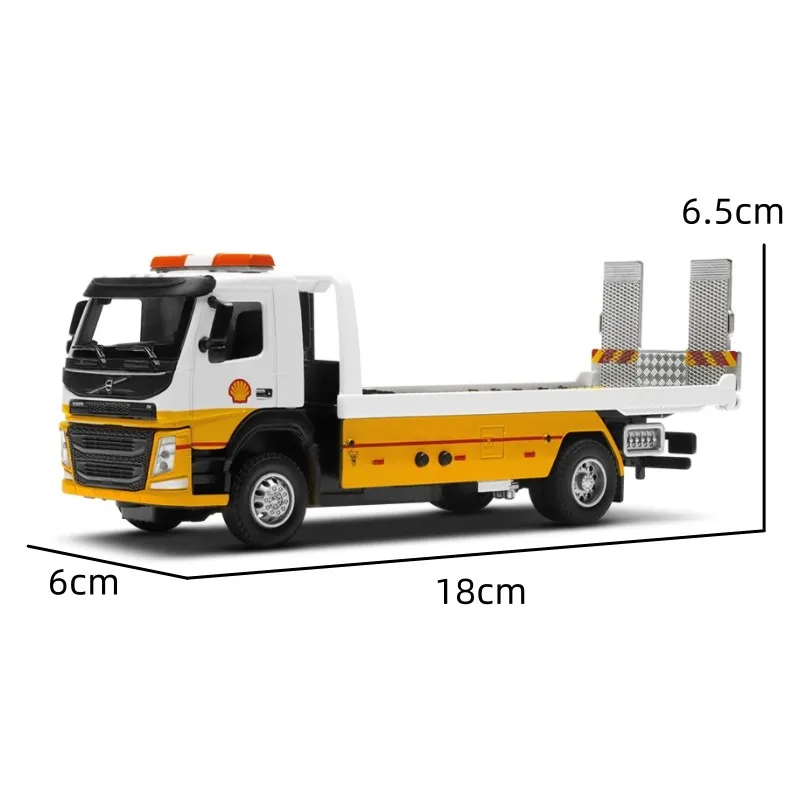 1/50 Volvo Car Trailer Tow Platform Truck Toy Car Diecast Vehicle Model Pull Back Sound & Light Educational Collection Gift Kid