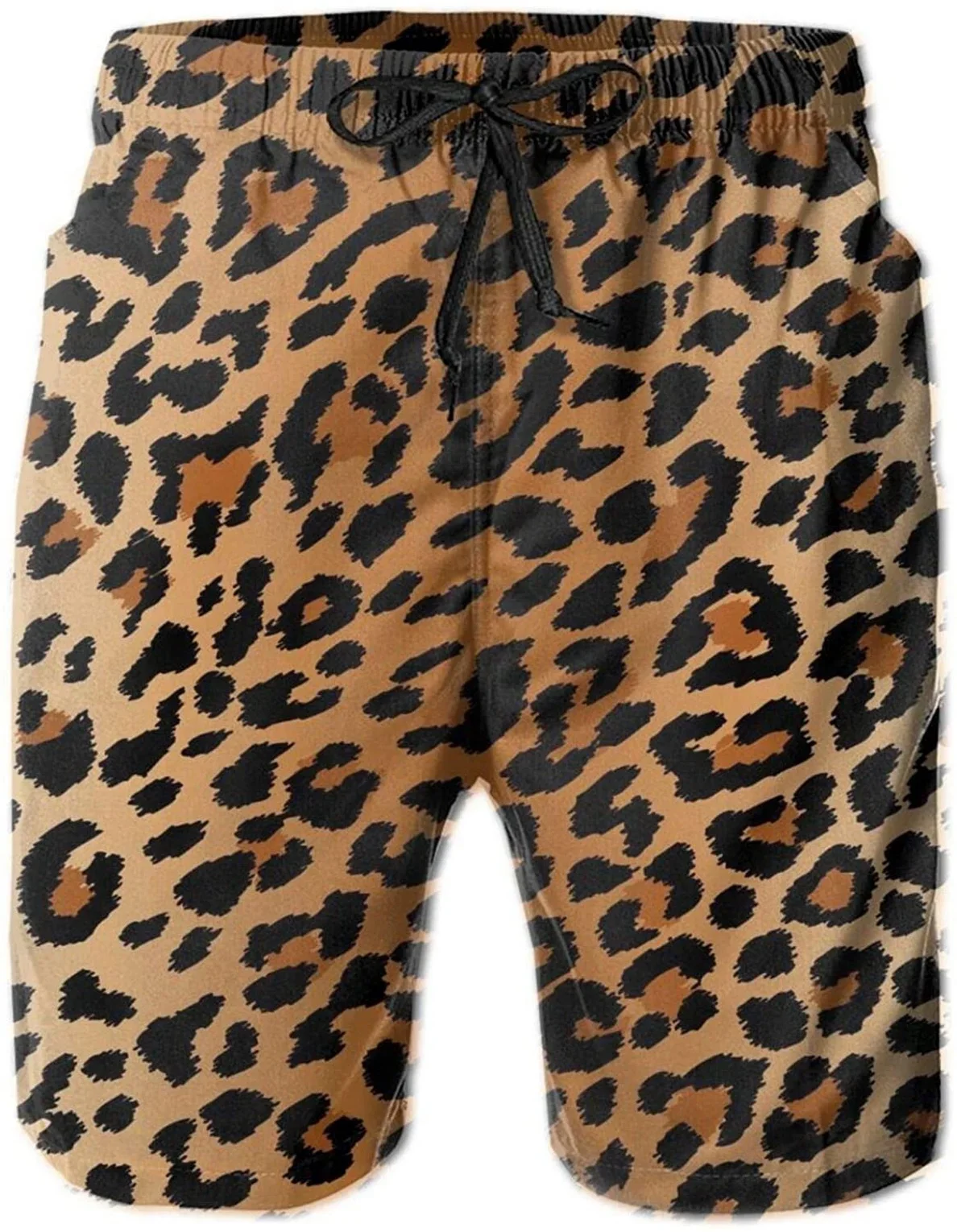 Leopard Grain Fashion Board Shorts for Men Breathable Swimwear Casual Beach Trunks