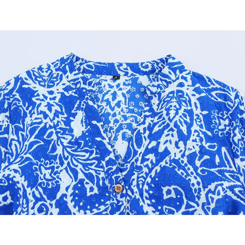 YENKYE 2025 Vrouwen Met Riem Borduren Print Shirt Jurken Lange Mouw V-hals A-lijn Korte Casual Jurk Lente Zomer Vestidos