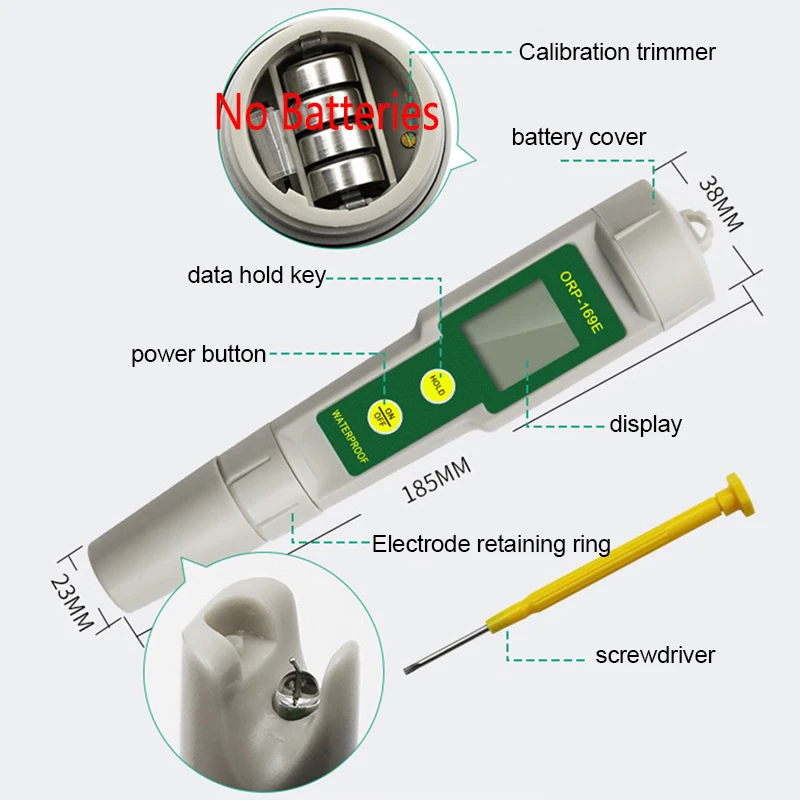 ORP Tester PH Meter Digital Water Quality Tester for Drinking Water Aquariums Swimming Pool -1999~1999mv PH Meter Water Analyser