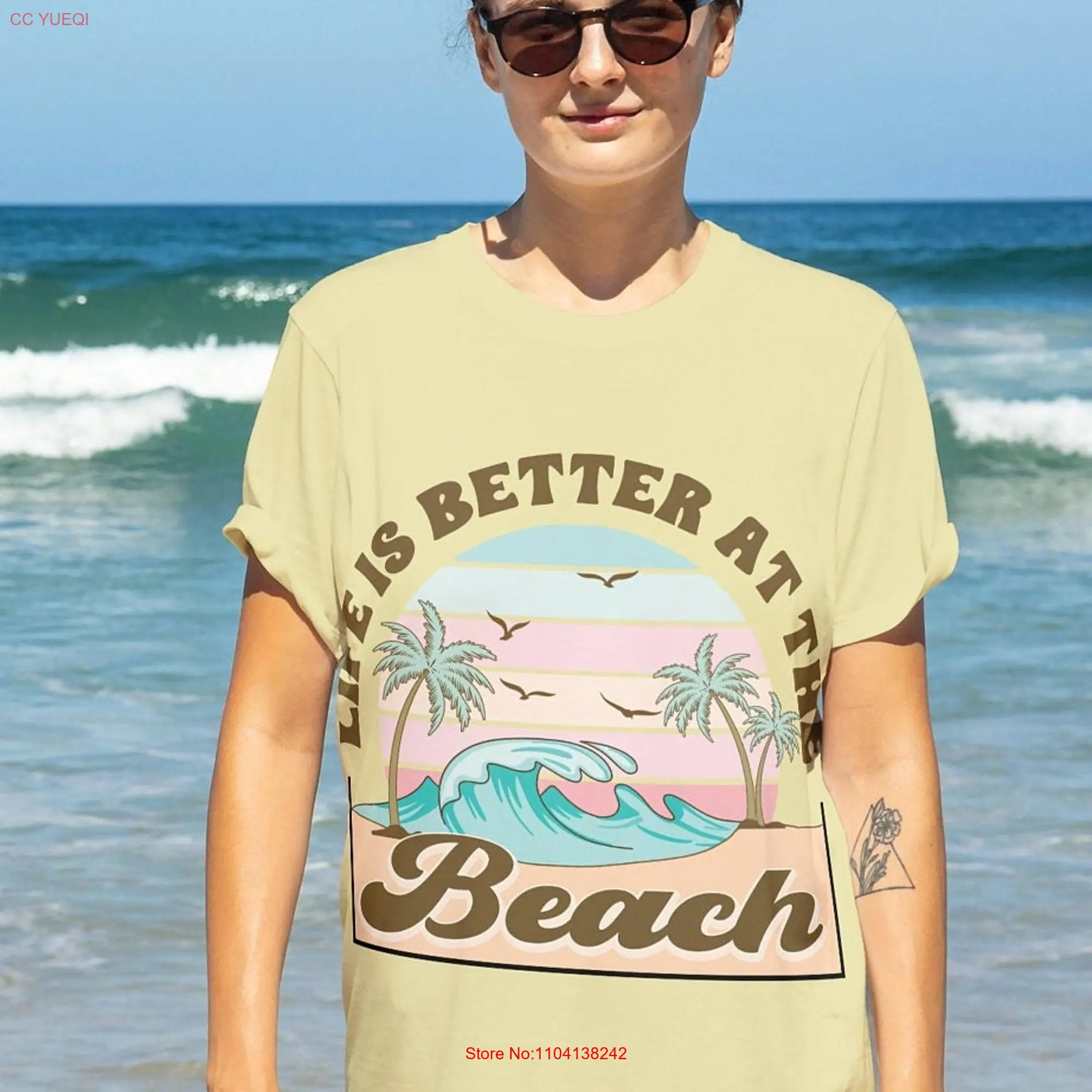 Life is Better at the Beach T Shirt Coastal Vacation Relaxed Fit Summer Beachwear Ocean Lover  long or short sleeves