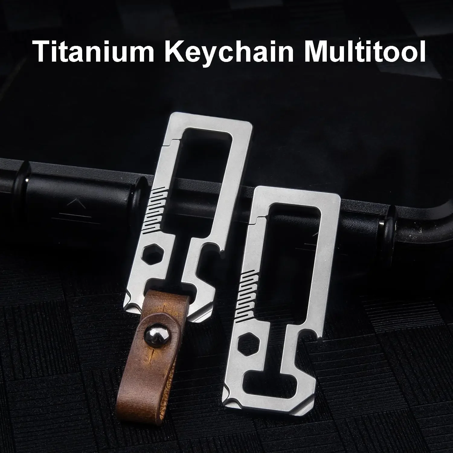 FEGVE Titanium Keychain Bottle Opener Quick Release Belt Key Holder Leather Heavy Duty Car Carabiner Keychain Clip