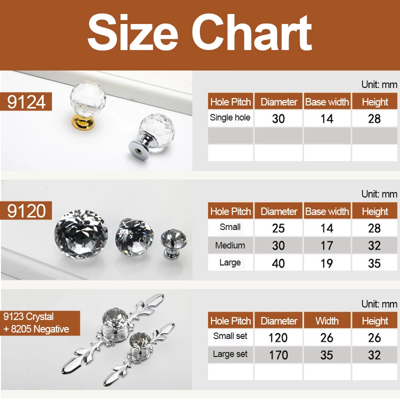 HSLSLS New Round Diamond Crystal Glass Knobs Cupboard Pulls Colorful Drawer Knobs Cabinet Handles Furniture Handle