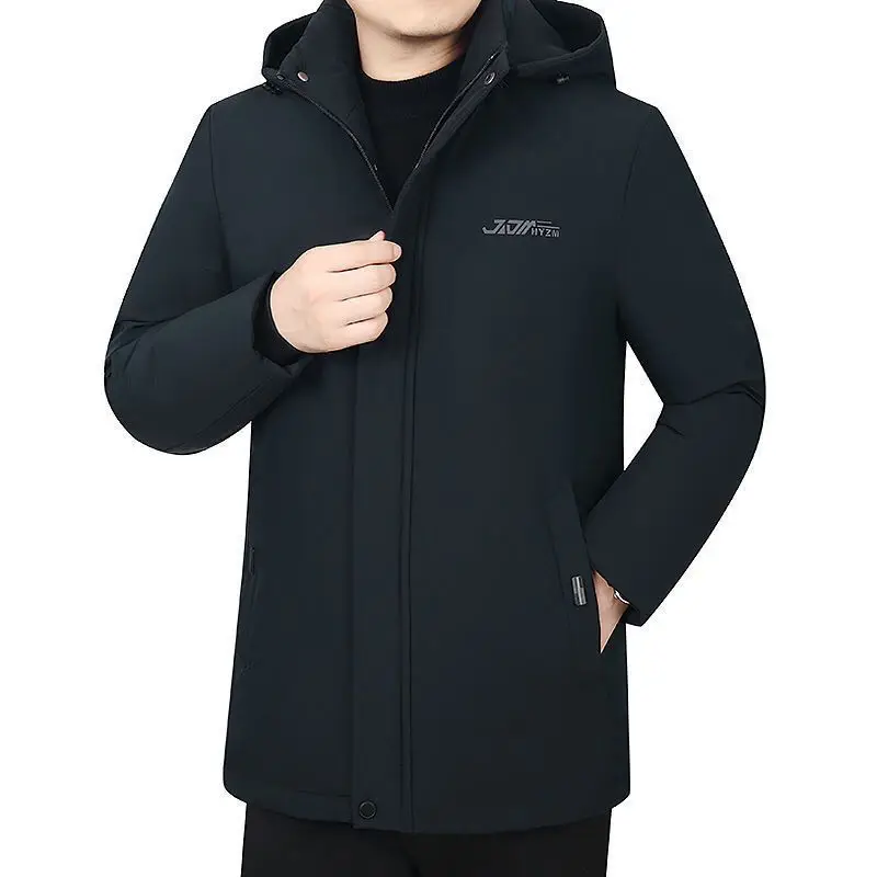 

Мужская пуховая хлопковая куртка для пожилых людей, холодный пирог среднего возраста, утолщенное теплое хлопковое пальто среднего и длинного размера