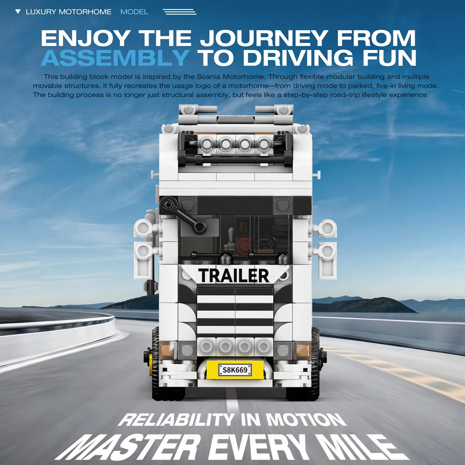 1180PCS Luxury Camper Van Building Blocks City Street View Vehicle Bricks Creative Assembly Toy Gift for Adults Hobbyists