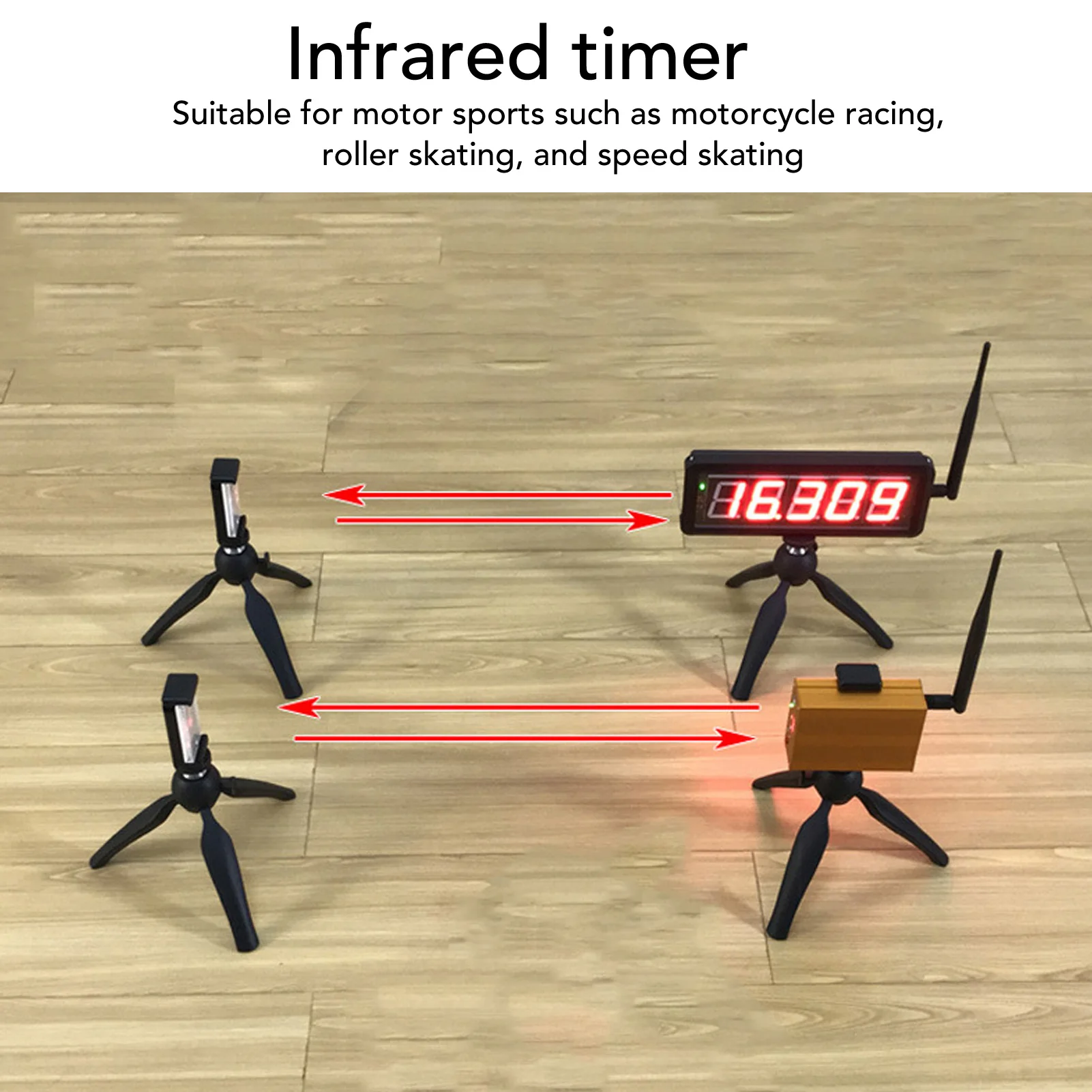 Track Field Timer Wireless Laser Timer Water Resistant 5 Digit Digital Display Battery Powered Long Range for Racing Training