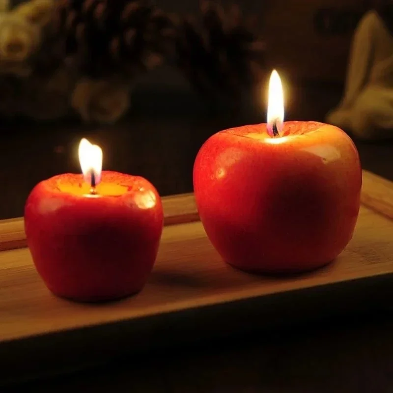 Home Decor Red Apple Shape Modeling Techniques Scented Candle Decorations Birthday Christmas Party Fruit Candles Decoration