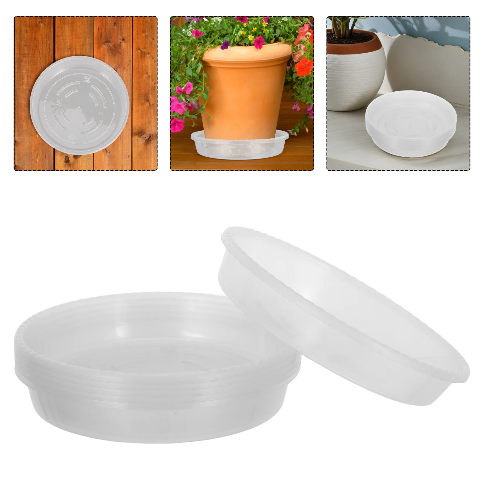 

6 Pcs Plant Water Tray Clear Plastic Saucer Indoor Flower Drip Trays Pot Plates for Plants Prevent Spill Long Lifespan Versatile