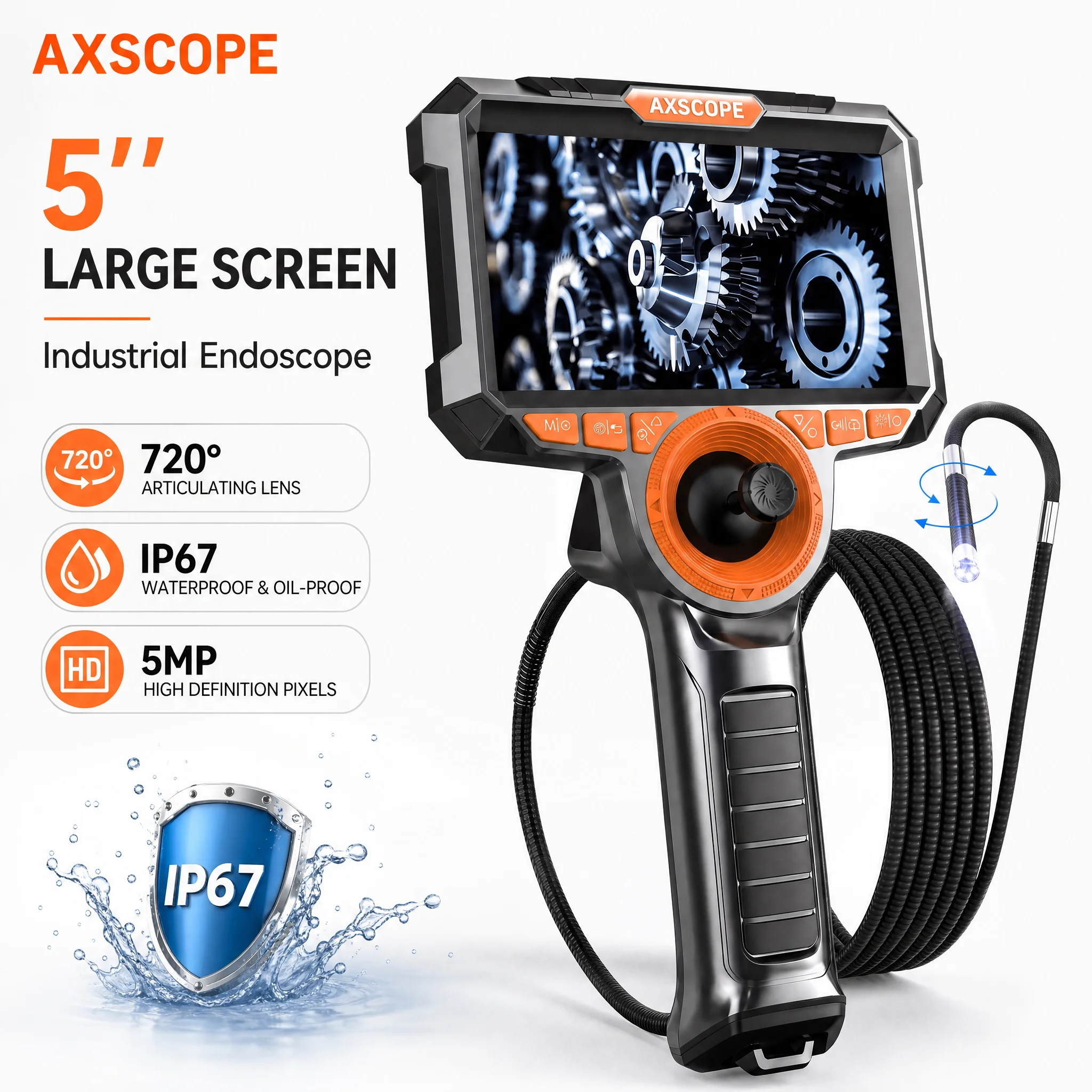 4 Way Articulating Borescope with Light - 5