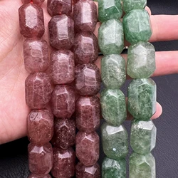 Large Faceted Natural Crystal Strawberry Quartz Cutting Nugget Focus Beads For DIY Jewelry Making MY240909