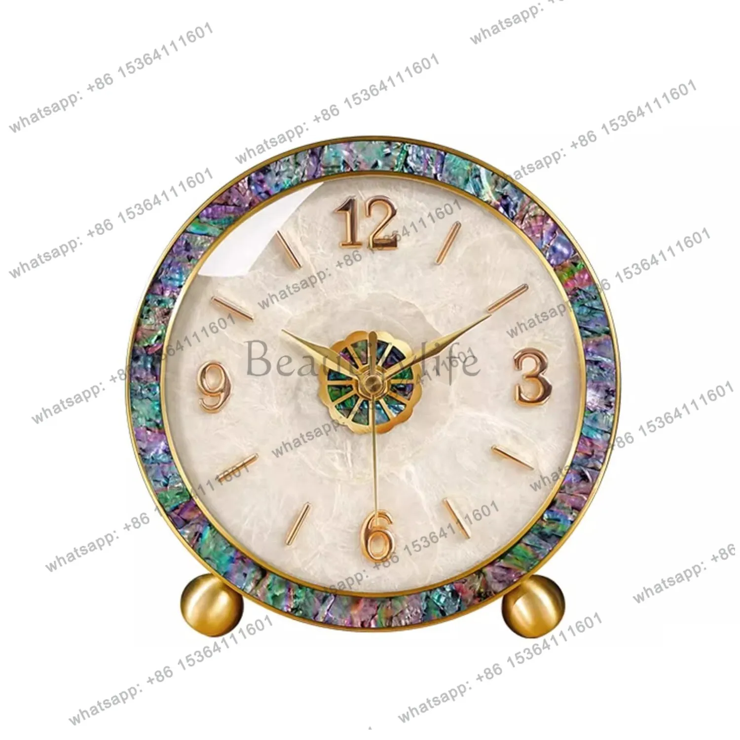 Ornament Modern light luxury high-end color shell living room desktop TV cabinet clock decoration