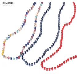 JeeMango Fashion 4mm Colorful Crystal Handmade Beaded Necklaces For Women Girls Free Shipping Collares Para Mujer JN23027