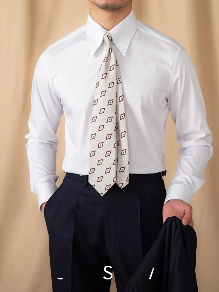 Mr. Deer Tee's New Men's Long Sve White irt Slim Fit Busin Gentleman's Faion Big Point Collar Anti-Wrinkle Skin-F...