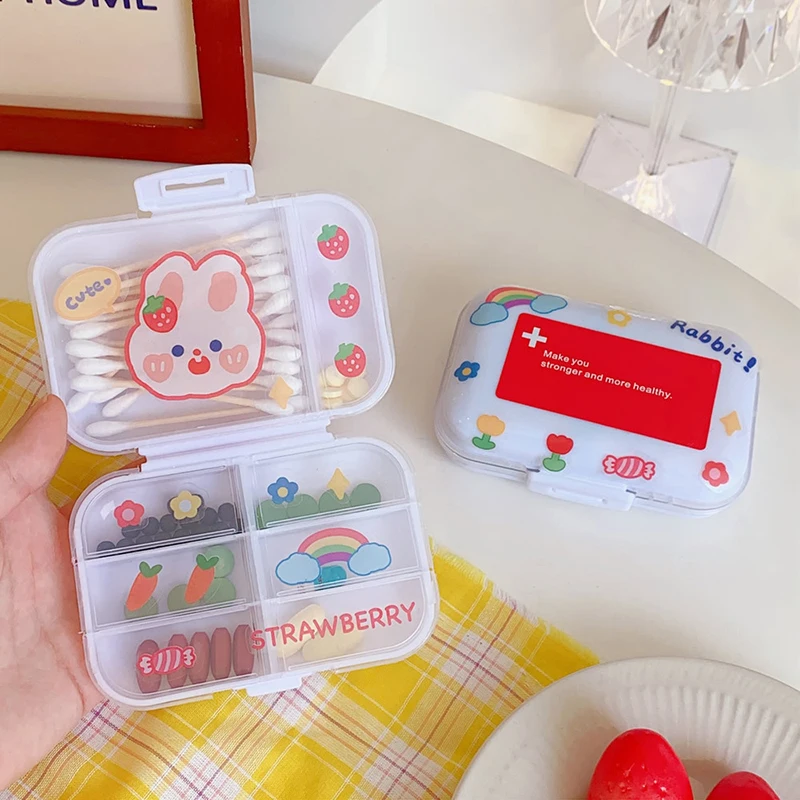 Cute Pill Case Container Plastic Medicine Pill's Box Office Home Travel Storage Organizer Pastillero Pill Organizer Storage Box