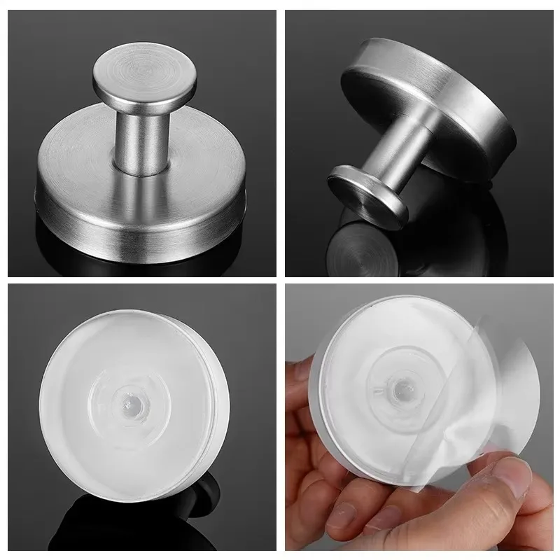 Stainless Steel Suction Cup Hook Self Adhesive Hook Wall Mount Bathroom Robe Towel Hook Reusable Hooks Bathroom Glass Hooks