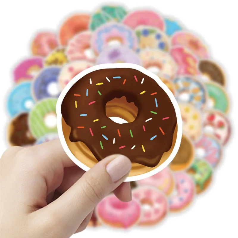 51PCS Donut Dessert Personalized Girly Heart Colorful Creative Graffiti Small Fresh Notebook Luggage Guitar Decoration Sticker