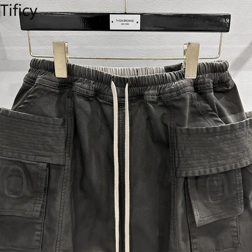 High street Wash Men's Dark Owens Style Workwear with Dual Ring Wash and Gradient Drop Off Haren Five Point Casual Shorts