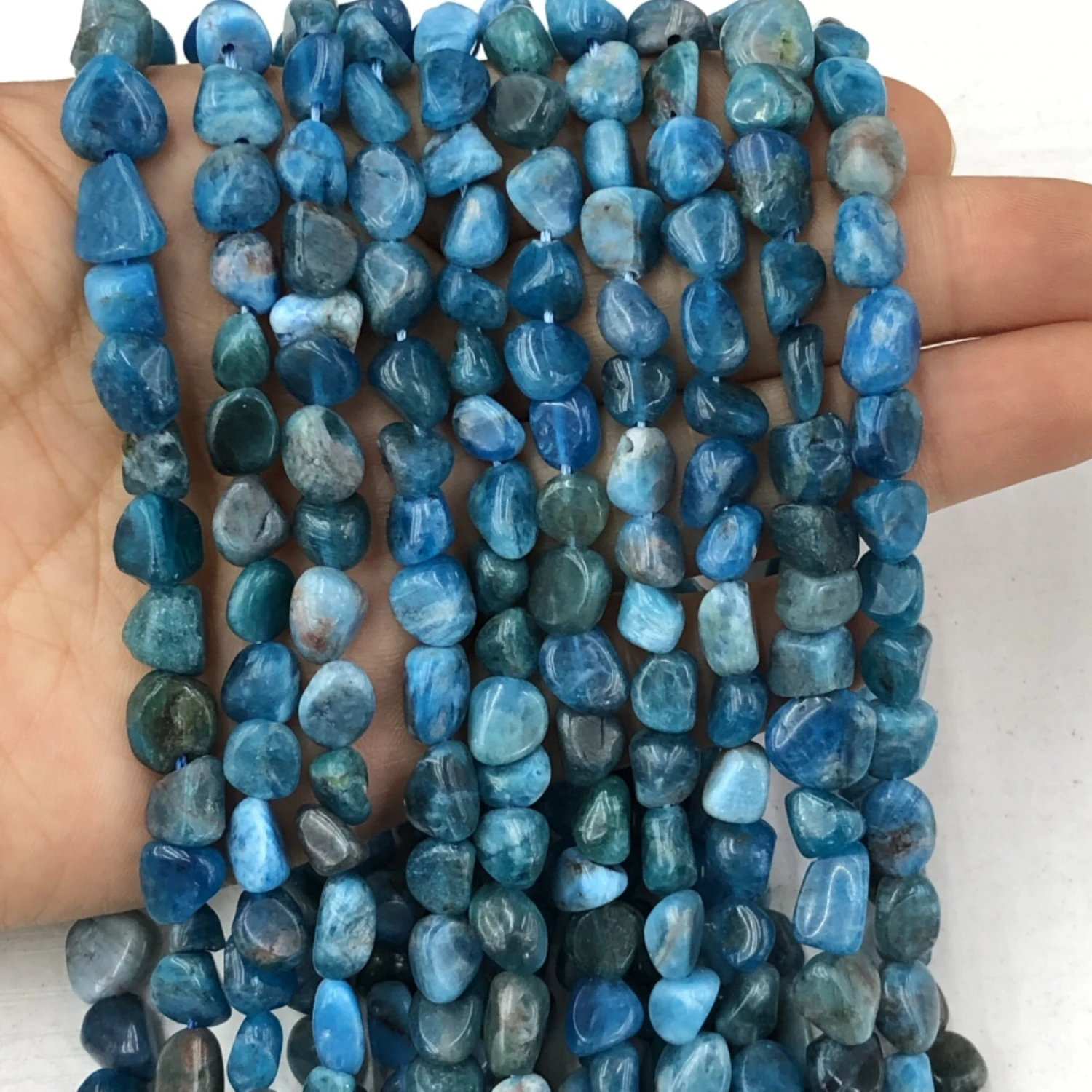 7-10mm Natural Irregular Blue Apatite Stone Beads Loose Spacer Beads For Jewelry Making DIY Bracelet Necklace Finding 15Inches