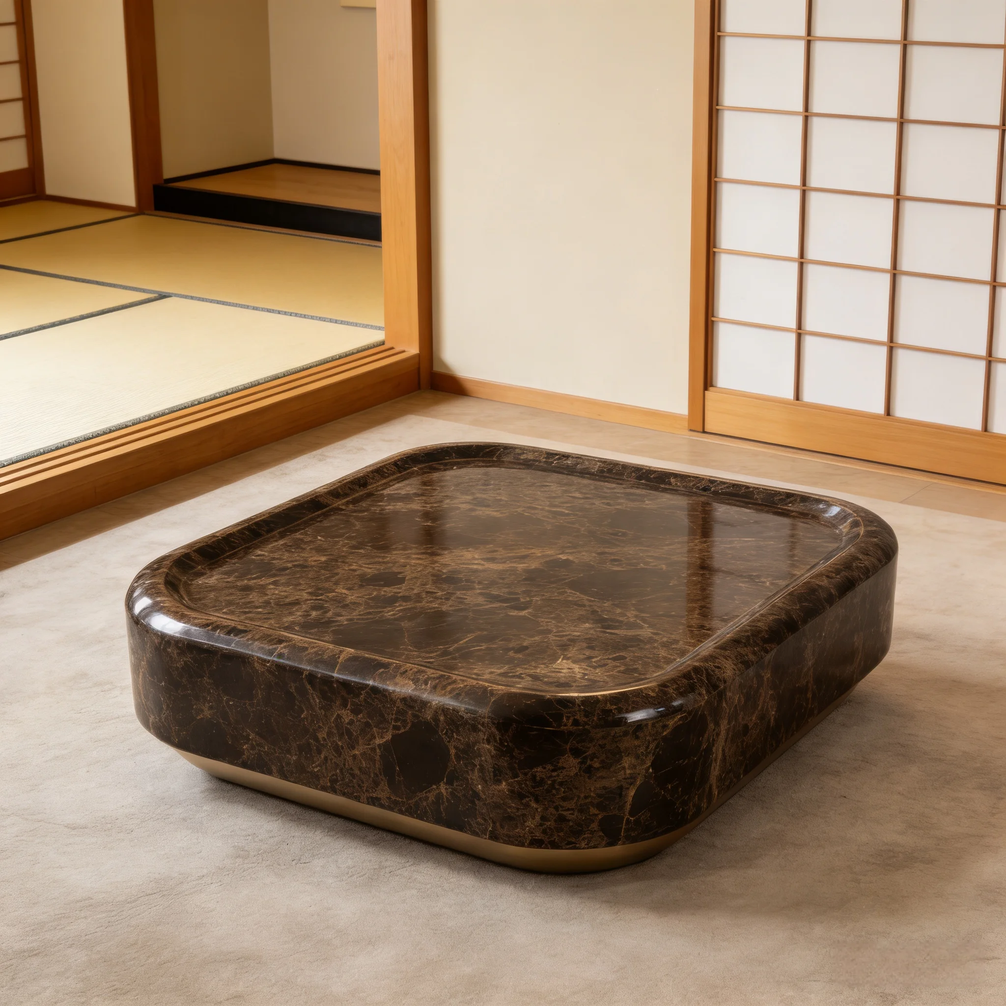 Juego de Mesa de Centro con Pedestales Grandes para Sala de Estar, de Mármol Marrón Emperador Oscuro, de Piedra Natural de Lujo Moderno