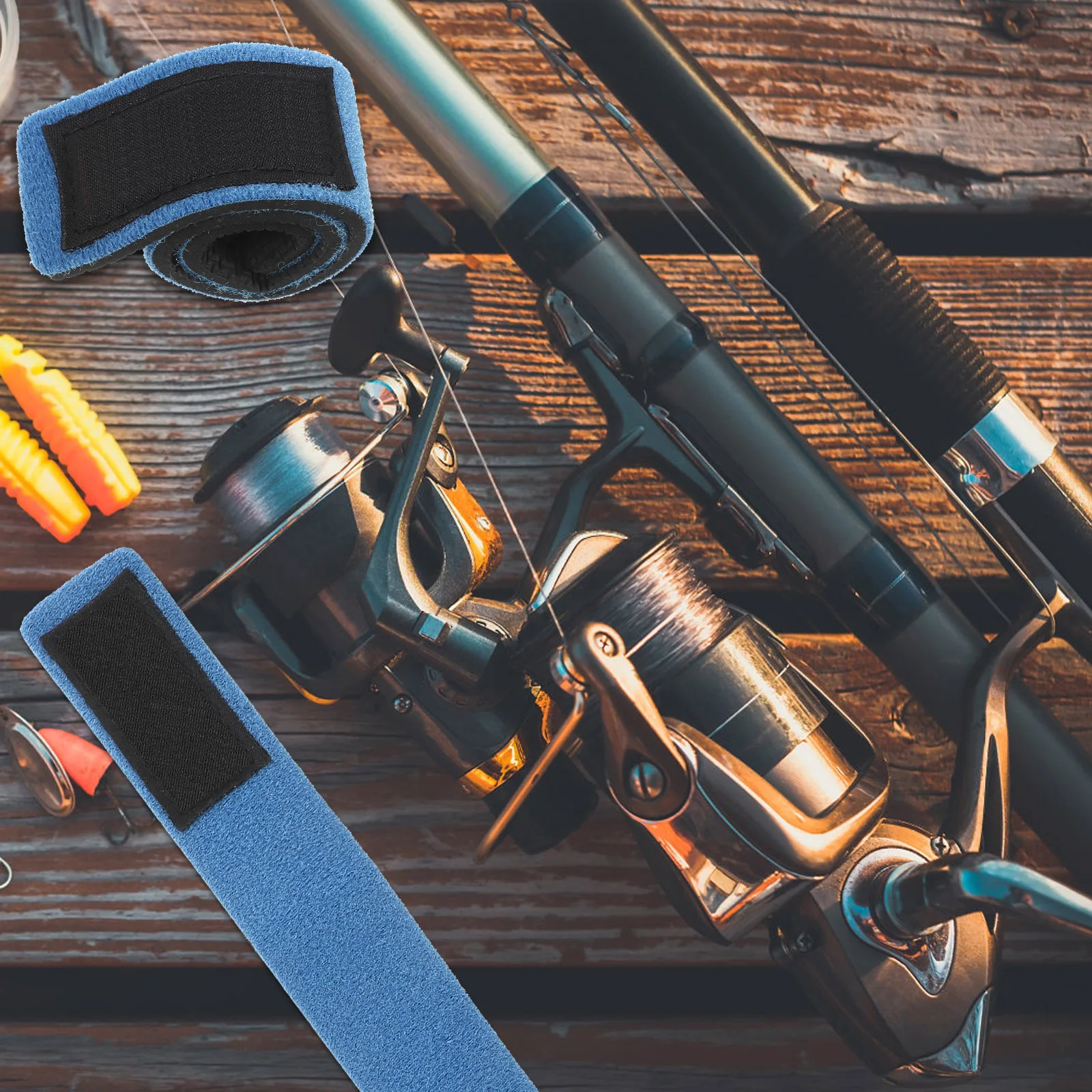 8 قطعة أحزمة صنارة الصيد نسيج مرن عالي منظم أدوات محمول للصيد في الهواء الطلق ضمادات مرنة زرقاء