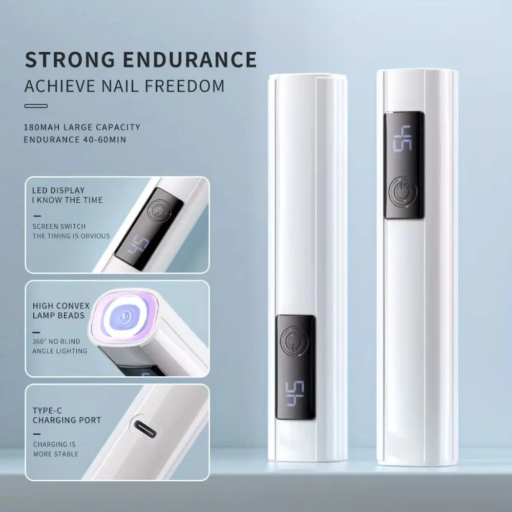 Sneldrogende Mini Nageldroger Licht Efficiënte Uitharding Enkele Vinger LED Nagellamp 45s Timer Draagbare UV Licht Droger Salon gereedschap